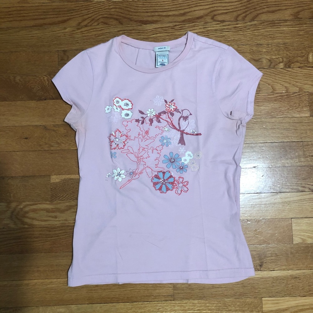 Graphic T-shirt, Rhinestones & Embroidered Pattern